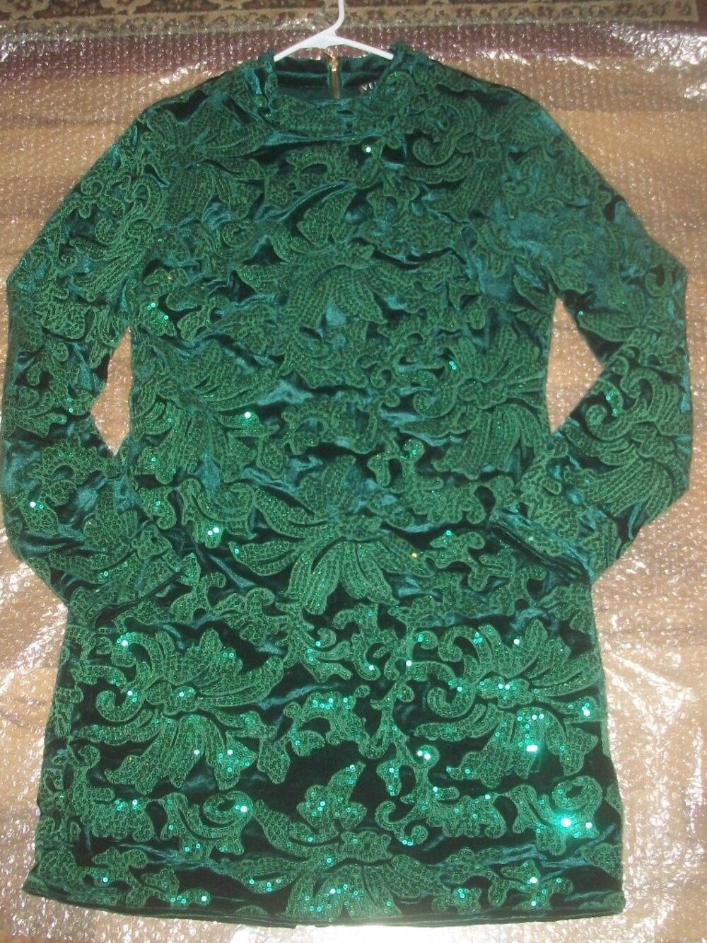 womens brocade jacquard velvet burnout VENUS green glitter dress size 12